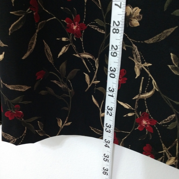 Vintage Floral Skirt Blouse Set Black Red Large - Picture 7 of 12